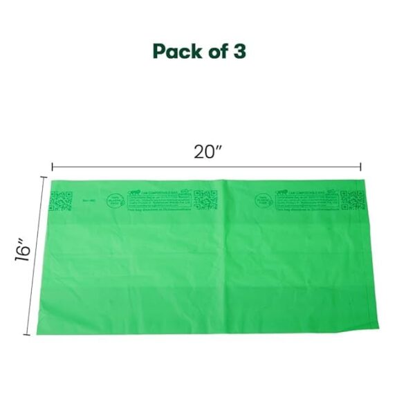 KLAP Compostable Garbage-Dustbin Bag | 100% cornstarch and 0% plastic | Fully Biodegradable| 40-micron thickness Leak Proof, Tear Resistant| Green Color Dustbin Bag (Small PACK OF 3 | 45 BAGS)