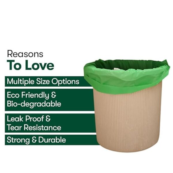 KLAP Compostable Garbage-Dustbin Bag | 100% cornstarch and 0% plastic | Fully Biodegradable| 40-micron thickness Leak Proof, Tear Resistant| Green Color Dustbin Bag (Small PACK OF 3 | 45 BAGS)