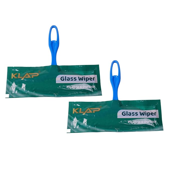 KLAP Glass Wiper All-Purpose Cleaning Solution | Sharp Virgin Silicon Edge | Unbreakable Moulded Handle|Multipurpose Glass Wiper for Kitchen Platform & Windows | (1) (Glass Wiper, PACK OF 2)