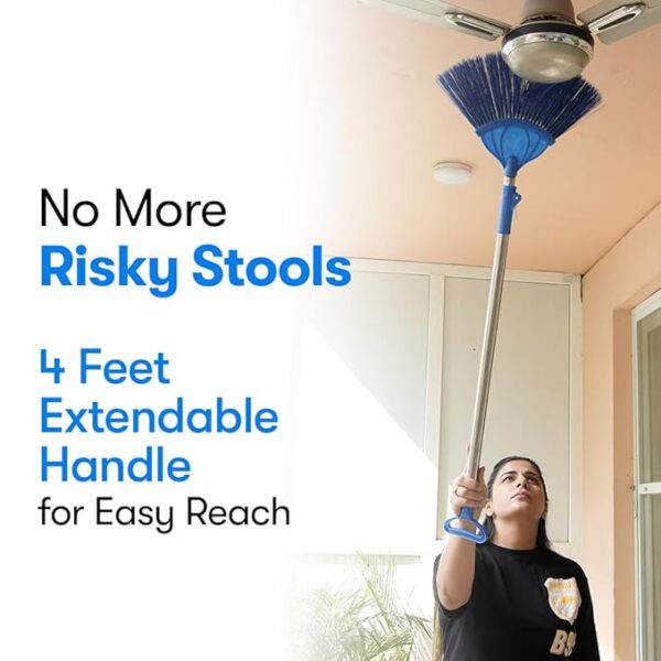 KLAP Cobweb Brush with Detachable Head Pack of 2 | Long Extendable Handle (4 Feet)| Jala Cleaning Wiper Brush | Spider for Indoor and Outdoor Web Cleaning