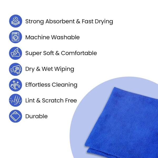 Klap Microfiber Basic Cleaning Cloth | Highly Absorbent Lint and Streak Free, Fast Drying | Soft & Scratch Free | Multipurpose Wash Cloth for Kitchen Complete Cleaning (Pack of 1, Blue)