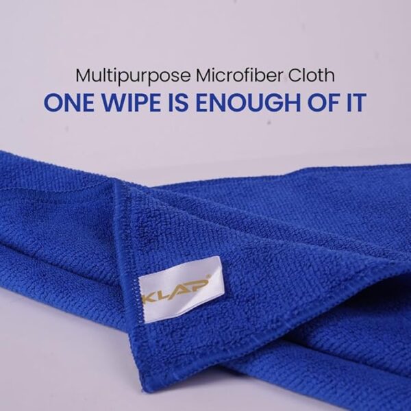 Klap Microfiber Basic Cleaning Cloth | Highly Absorbent Lint and Streak Free, Fast Drying | Soft & Scratch Free | Multipurpose Wash Cloth for Kitchen Complete Cleaning (Pack of 1, Blue)