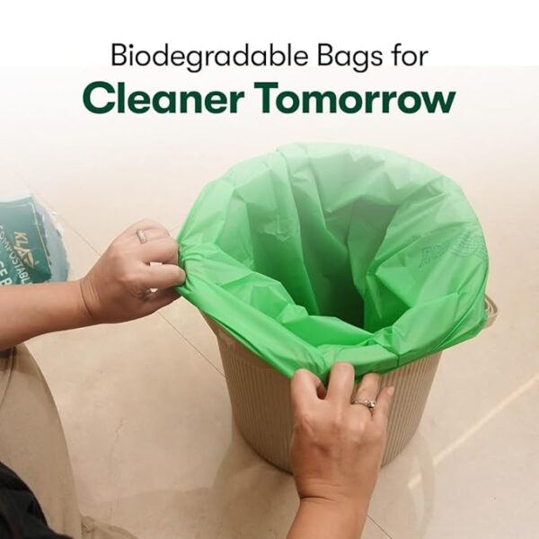 KLAP Compostable Garbage-Dustbin Bag | 100% cornstarch and 0% plastic | Fully Biodegradable| 40-micron thickness Leak Proof, Tear Resistant| Green Color Dustbin Bag (Small PACK OF 3 | 45 BAGS)